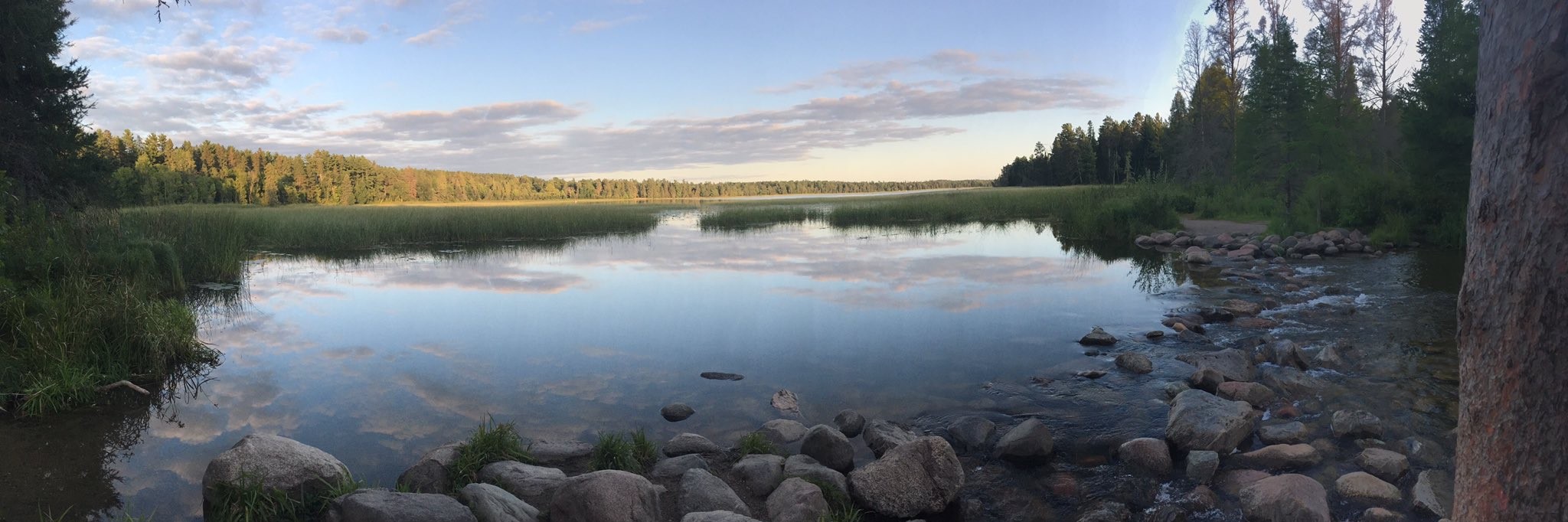 Panorama of Lake Itasca from the Missippippi headwaters monument