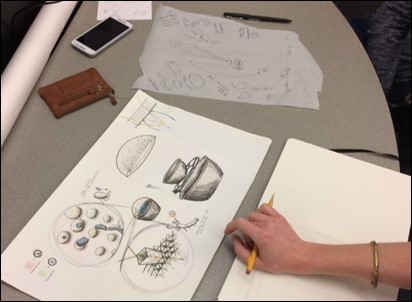 students drawing bio-inspired products in GCC3015