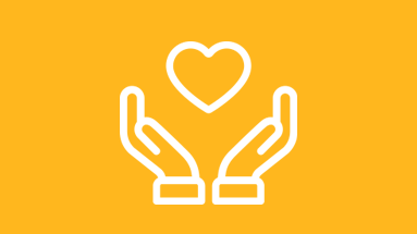 Line icon of two hands uplifting a heart