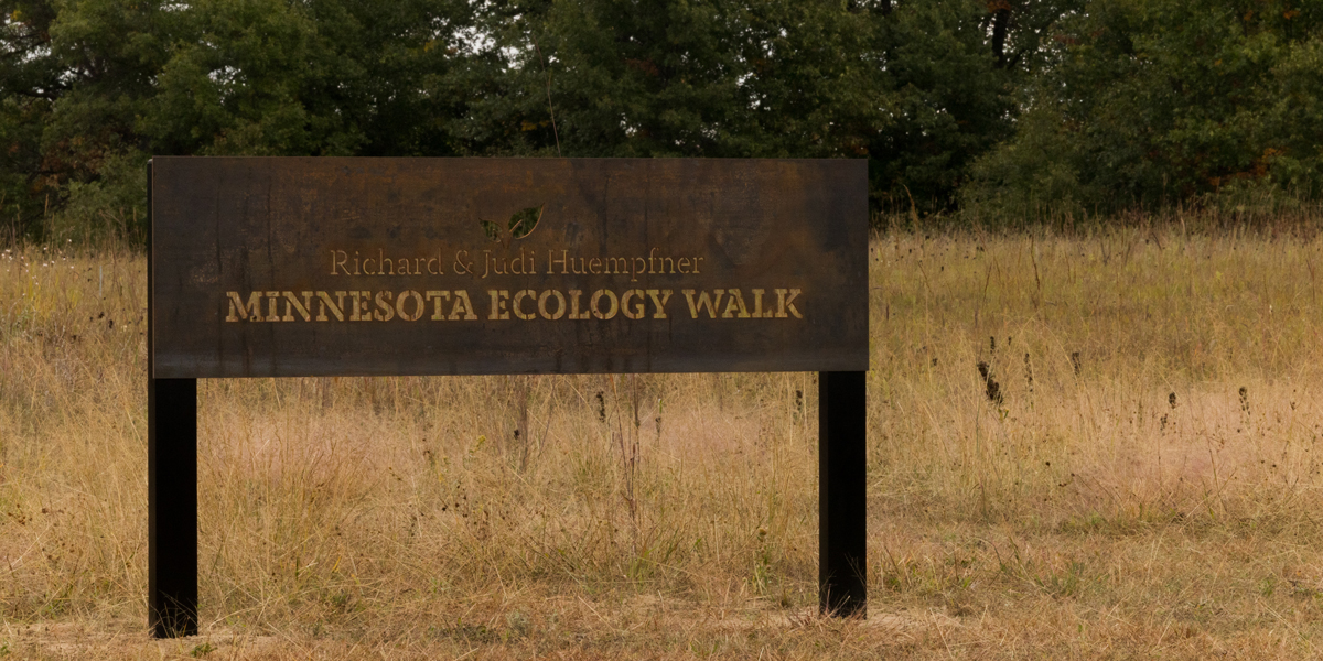 Huempfner Minnesota Ecology Walk sign at Cedar Creek