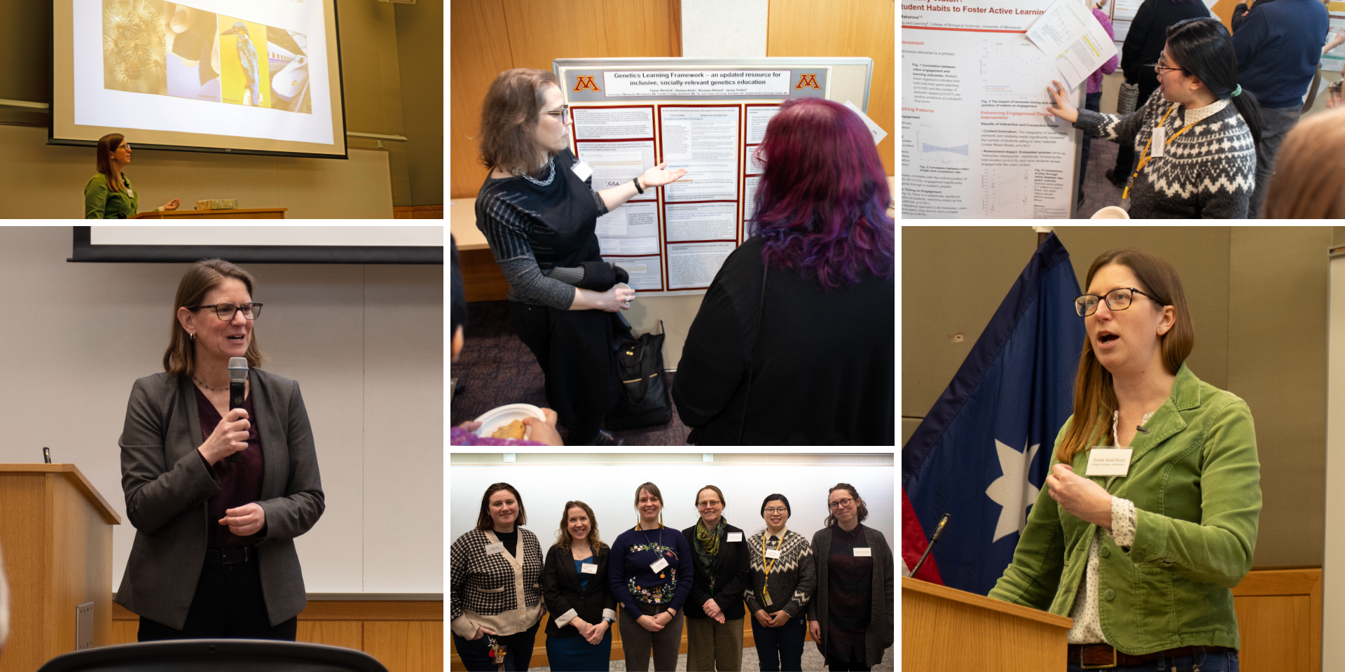 Collage of speakers and poster session presenters at the symposium