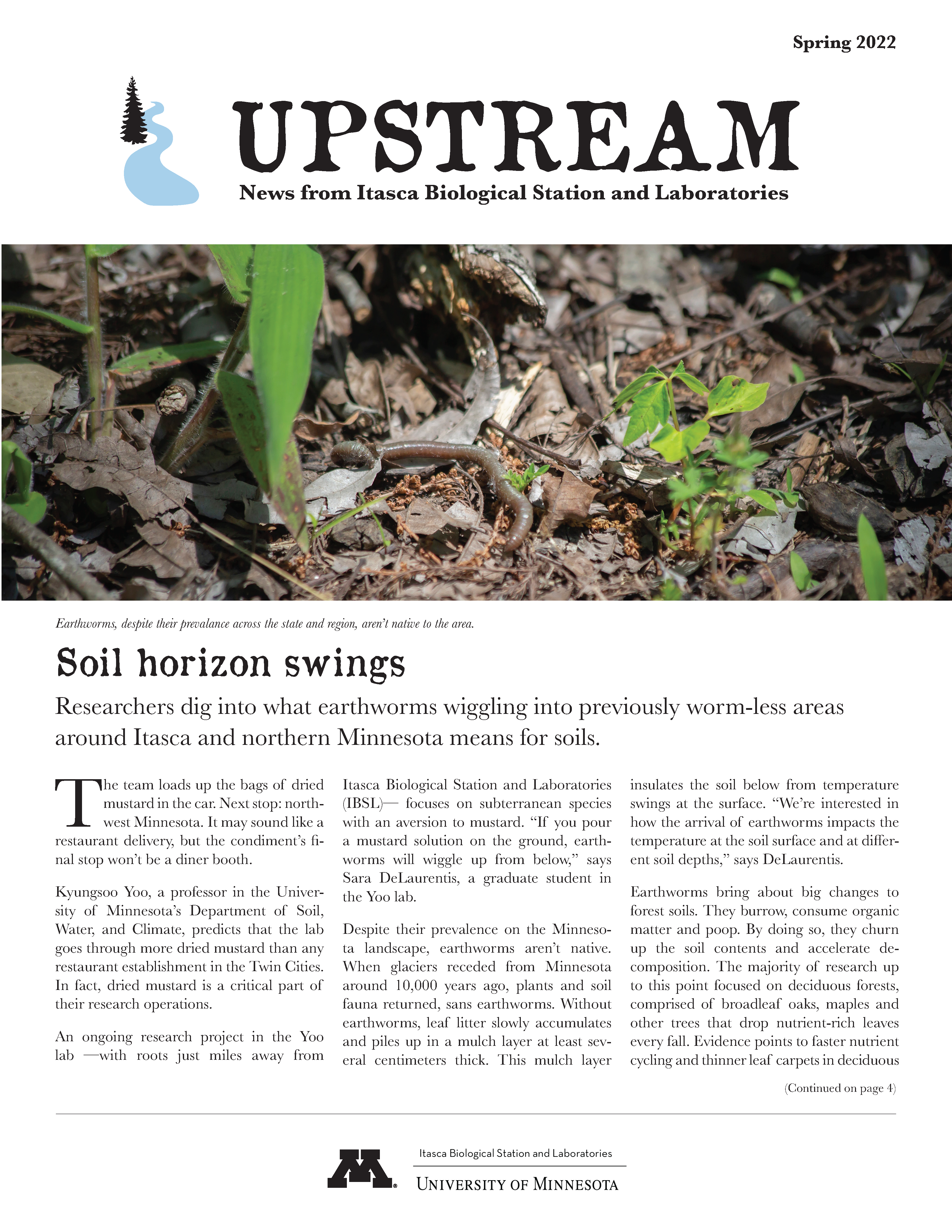 Front page of Upstream Newsletter Spring 2022