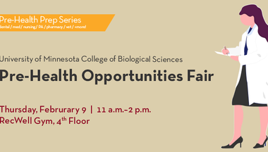 Pre-Health Opportunities Fair | Thursday, February 9 | 11 a.m.-2 p.m. | RecWell Gym 4th Floor