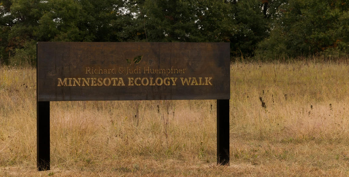 Huempfner Minnesota Ecology Walk sign at Cedar Creek