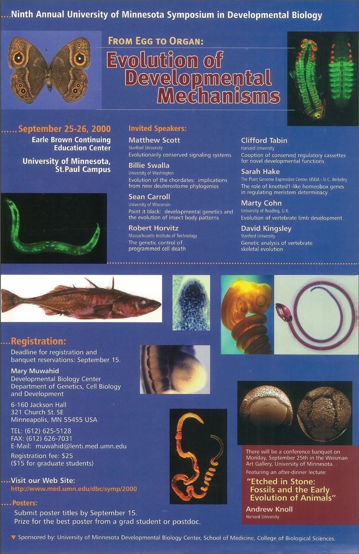 9th Annual DBC Symposium poster. Titled "From Egg to Organ: Evolution of Developmental Mechanisms"