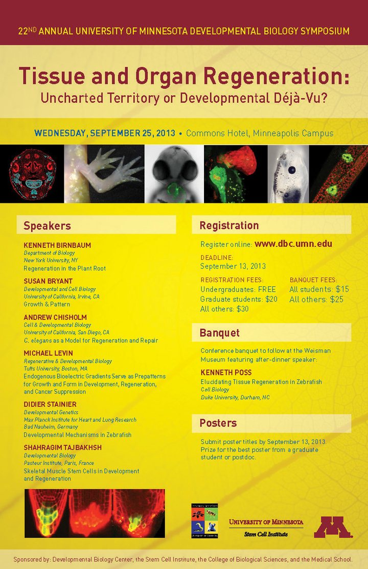 22nd Annual DBC Symposium poster. Titled "Tissue and Organ Regeneration"