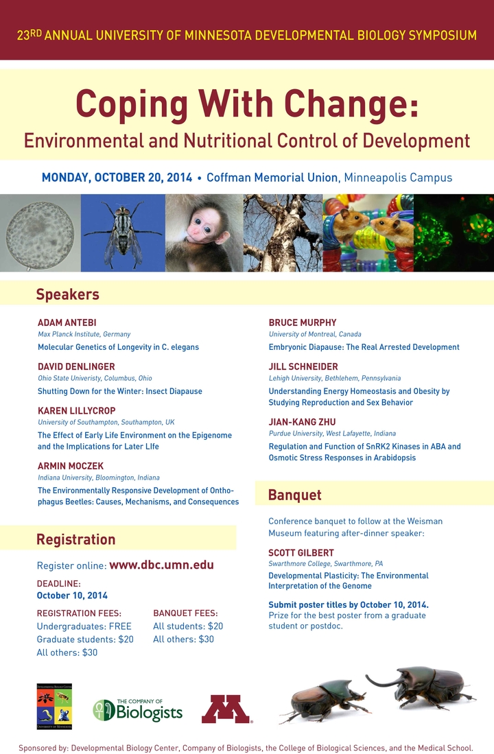 23rd Annual DBC Symposium poster. Titled "Coping With Change: Environmental and Nutritional Control of Development"